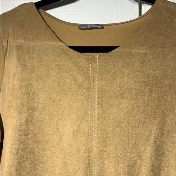 Zara Tan Mixed Suede Top New - Picture 4 of 13
